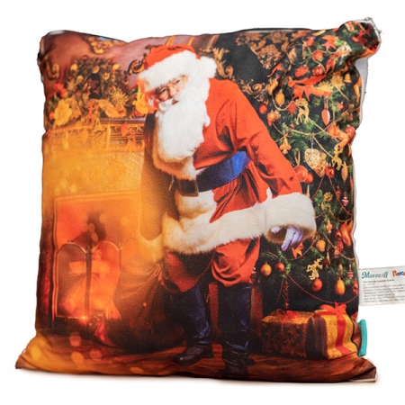 Новогодний подарок Подушка Санта с LED лампочками